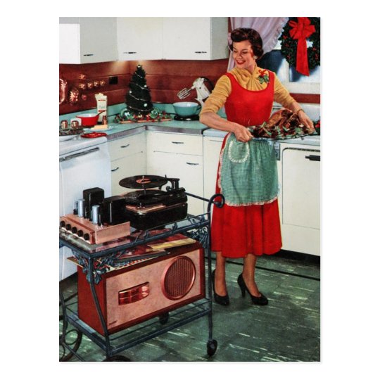 Jaren 50 Retro Vintage Huisvrouw In Keuken Briefkaart Zazzle Be