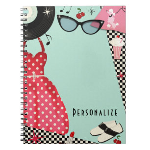 Jaren 50 Rokken Meisjes Fun Retro Vintage Notitieboek