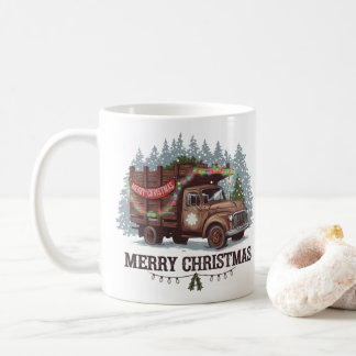 Jaren-50-stijl Klassieke vrachtwagen Kerstmis Koffiemok