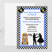 Jaren 50 uitnodiging, Sock Hop, Rock and Roll, 50s Kaart (Voorkant / Achterkant)