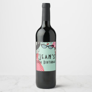 jaren '50 verkleedde Retro Party wijnlabels Wijn Etiket