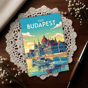 Jaren 60 Boedapest, Hongarije Retro Reizen  Briefkaart
