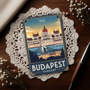 Jaren 60 Boedapest, Hongarije Retro Reizen  Briefkaart