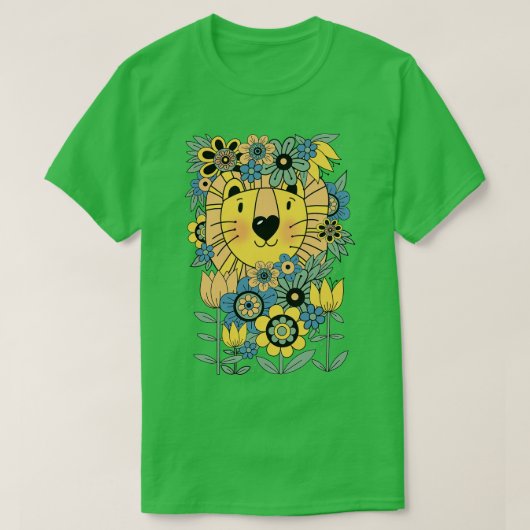 jaren '70 bloemenpower leeuw t-shirt (Design voorkant)