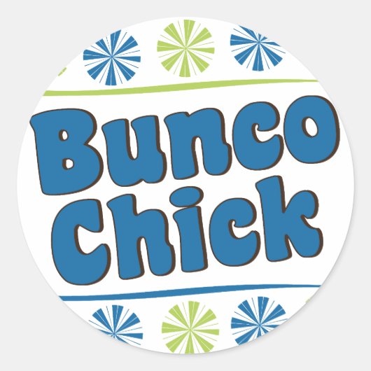 jaren '70 Bunco Chick Ronde Sticker (Voorkant)
