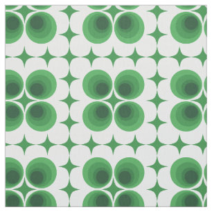  jaren '70 Groen Wit Abstract Patroon Stof
