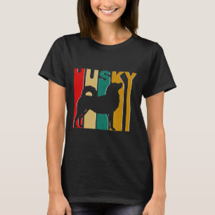 jaren 70 stijl husky silhouet koele hond eigenaar t-shirt