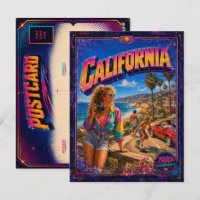 Jaren 80 California ansichtkaart 80s retro