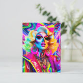 jaren '80 Drag Queen Briefkaart (Staand voorkant)