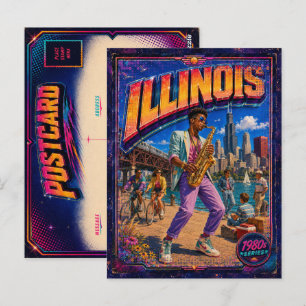 Jaren 80 Illinois ansichtkaart 80s retro Briefkaart