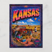 Jaren 80 Kansas ansichtkaart 80s retro