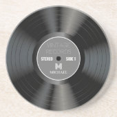 jaren '80 Record Classic Monogram | Naam Retro Zandsteen Onderzetter (Voorkant)