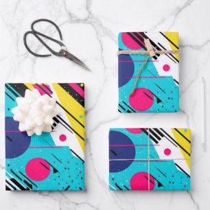 jaren '80 Retro geometrisch patroon Inpakpapier Vel