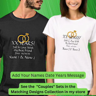 Jaren toevoegen Datum, Namen, Jubileum bruiloft T-shirt