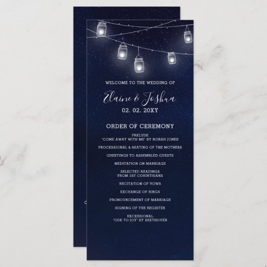 jarres en mason ciel étoilé Programmes de mariage (Devant / Derrière)