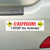 J'ARRÊTE pour les animaux Sticker pare-chocs (En voiture)