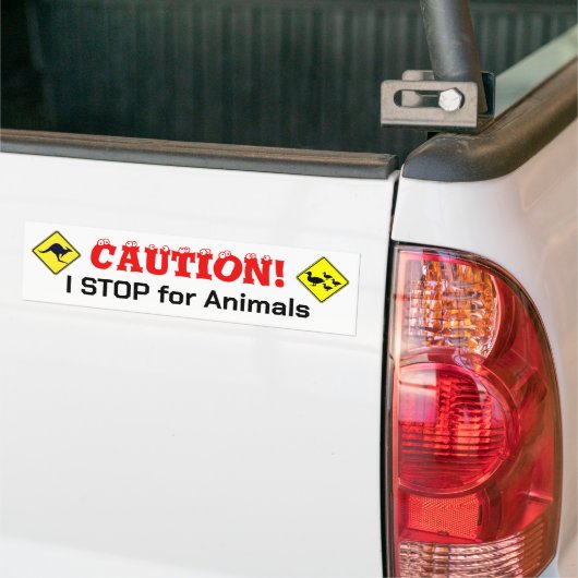 J'ARRÊTE pour les animaux Sticker pare-chocs (Sur camion)