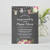 Jars Engagement Party Rustic Chalk Floral Invite Kaart (Staand voorkant)