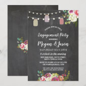 Jars Engagement Party Rustic Chalk Floral Invite Kaart (Voorkant / Achterkant)
