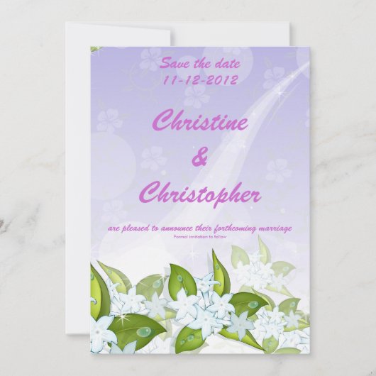 Jasmijn Bloemen Aanpasbare bewaar de datum Uitnodi Save The Date (Voorkant)