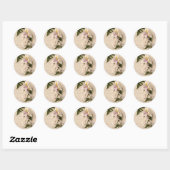 Jasmijn bloemen en lelie met script ronde sticker (Vel)