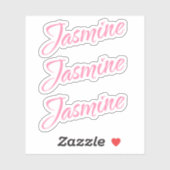 Jasmijn Decoratieve Naam in Roze x3 Sticker (Vel)