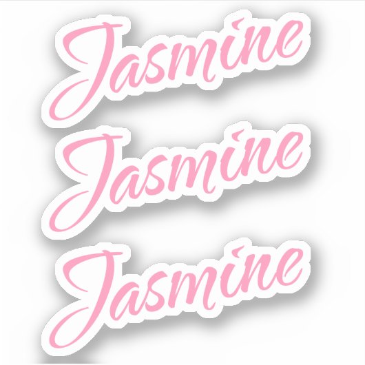 Jasmijn Decoratieve Naam in Roze x3 Sticker (Voorkant)