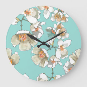 Jasmijn Flowers: Waterverf licht turquoise Grote Klok