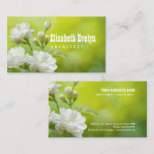 Jasmijnbloem op groen visitekaartje (Voorkant / Achterkant)