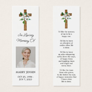 Jasmijnkruis foto rouwherdenking bladwijzer mini visitekaartjes