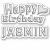 Jasmin Happy Birthday silver Aufkleber Sticker (Voorkant)
