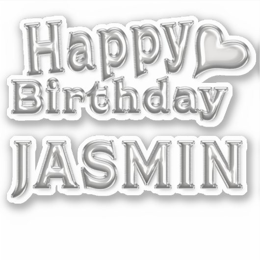 Jasmin Happy Birthday silver Aufkleber Sticker (Voorkant)