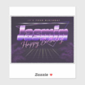 Jasmin Nom Prénom lila retro Sticker (Feuille)