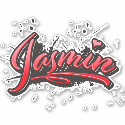 Jasmin red Heart Graffiti Aufkleber Sticker (Voorkant)
