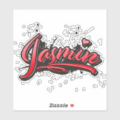 Jasmin red heart graffiti Autocollants (Feuille)