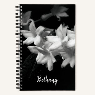 Jasmine Black en White Flowers Foto Notitieboek