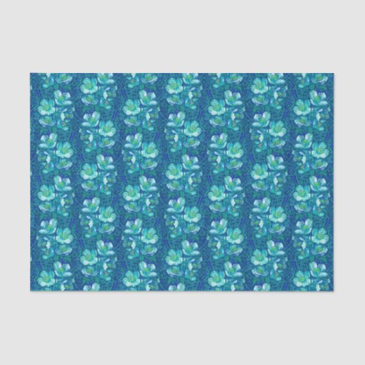 Jasmine Bloom  bloemen Floral Pattern Blue Tissuepapier (Voorkant)