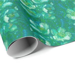 Jasmine Bloom Flowers Floral Pattern Green Cadeaupapier