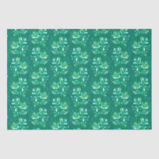 Jasmine Bloom  Flowers Floral Pattern Green Tissuepapier (Voorkant)