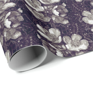 Jasmine Bloom Flowers Floral Pattern Grey Cadeaupapier