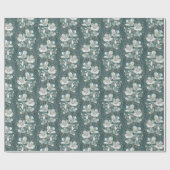 Jasmine Bloom  Flowers Floral Pattern Grey Cadeaupapier (Vlak)