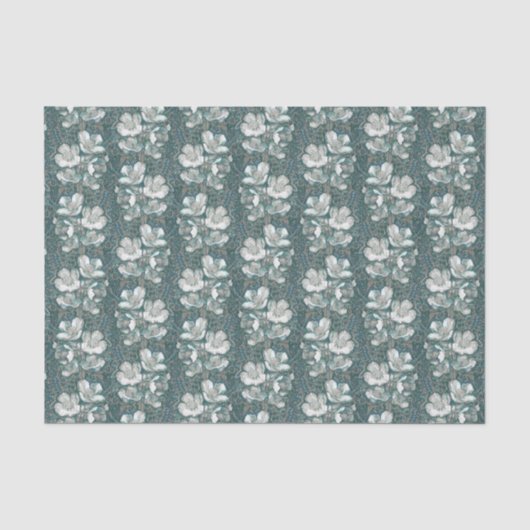 Jasmine Bloom Flowers Floral Pattern Grey Tissuepapier (Voorkant)