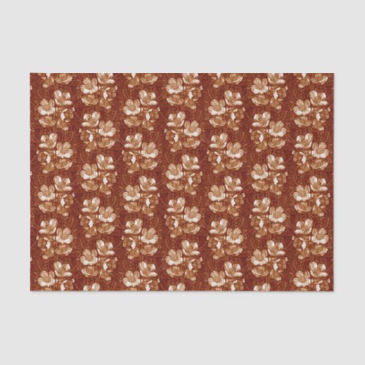 Jasmine Bloom  Flowers Floral Pattern Sepia Tissuepapier (Voorkant)