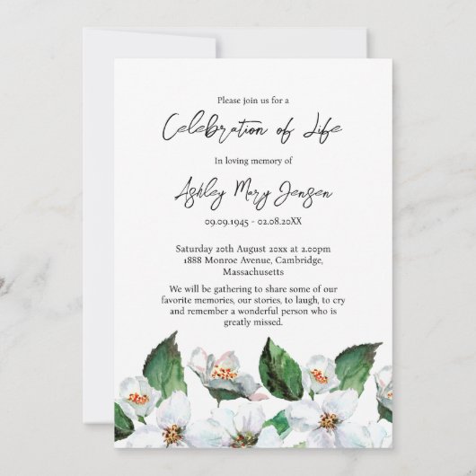 Jasmine Celebration of Life Photo Funeral Kaart (Achterkant)