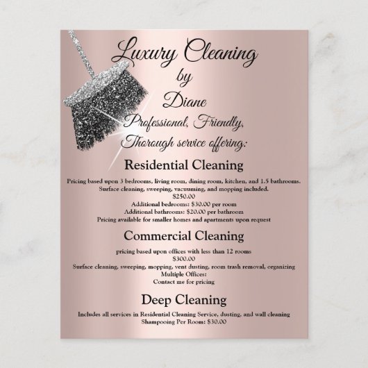Jasmine Cleaning Service House Keeping Roos Silver Flyer (Voorkant)