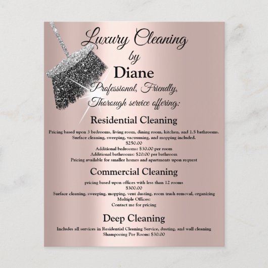 Jasmine Cleaning Service House Keeping Roos Silver Flyer (Voorkant)