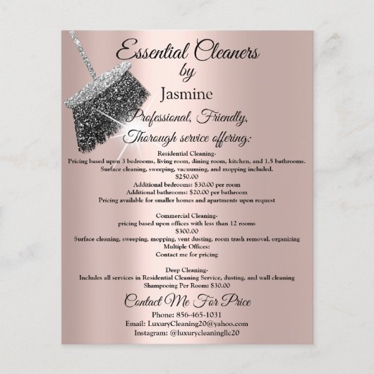 Jasmine Cleaning Service House Keeping Roos Silver Flyer (Voorkant)