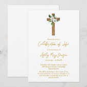 Jasmine Cross Celebration of Life Funeral Kaart (Voorkant / Achterkant)