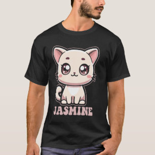 Jasmine Cute Kitty Kattenontwerp voor Meisjes Naam T-shirt