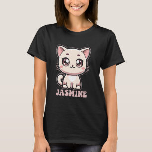 Jasmine Cute Kitty Kattenontwerp voor Meisjes Naam T-shirt